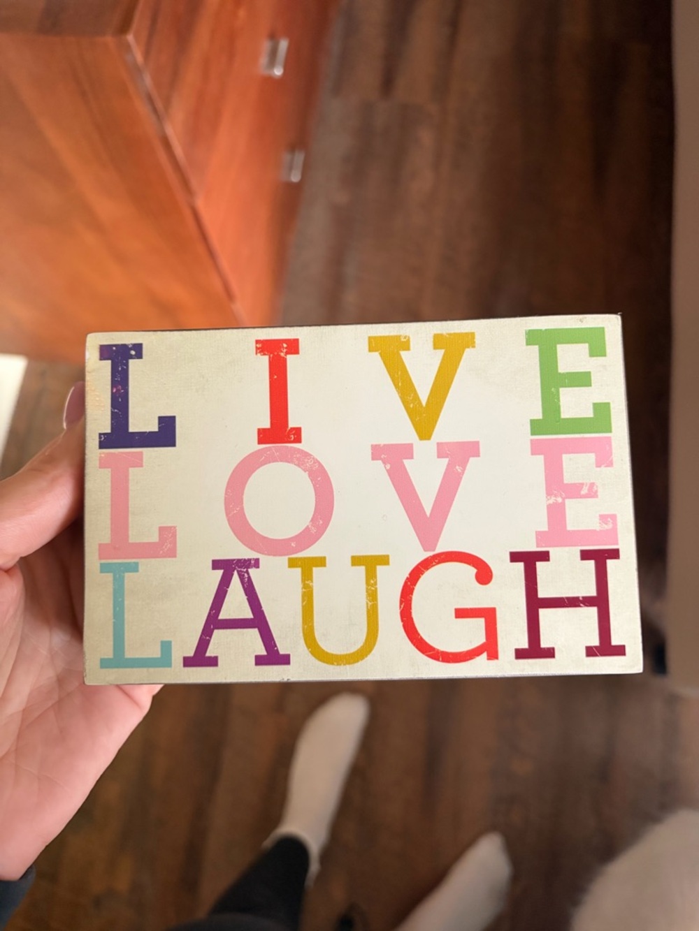 Live Love Laugh Colorful Wooden Sign